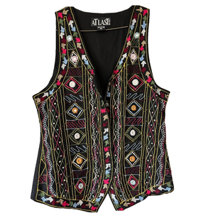 At Last & Co vest vintage mirrors embroidered colorful medium cotton bohemian